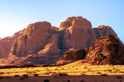 a view of a mountain in the desert at Wadi Rum night soul Camp in Wadi Rum