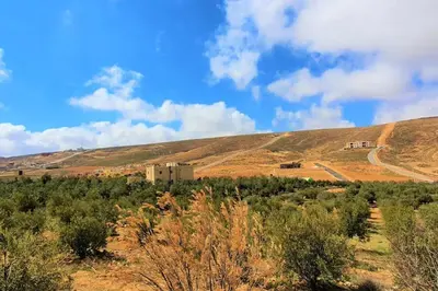 a view of a hill with a building and a road at VILLA MARIA PETRA in Wadi Musa