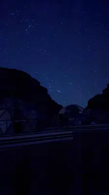 a starry night with a sky filled with stars at Luxury Desert & Bedouin Adventure in Wadi Rum