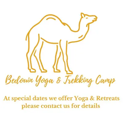 a camel logo is shown with the words bathroom yoga and toiletries at Bedouin Yoga & Trekking Camp Wadi Rum in Wadi Rum