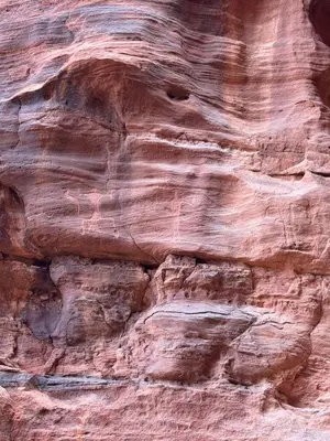 a rock wall in a canyon with some drawings on it at Wadi Rum White Mountain Camp in Wadi Rum