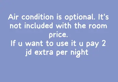 an image of a line of text with the words air conditionation is optional at Rooftop one room غرفه نوم فقط in Amman