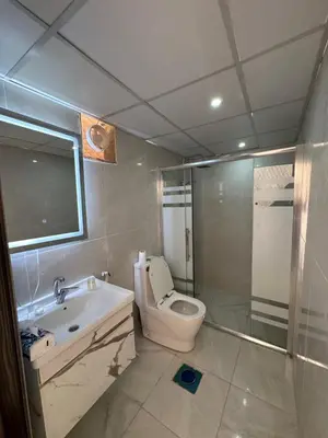 a bathroom with a toilet and a sink and a shower at Night Magic Camp in Wadi Rum