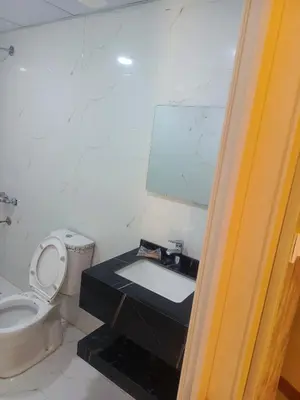 a bathroom with a toilet and a sink and a mirror at Wadi Rum Aviva camp in Wadi Rum