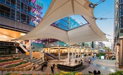 a large white umbrella in the middle of a street at Al Fares Luxury furnished Apartment-Damac Tower in Amman