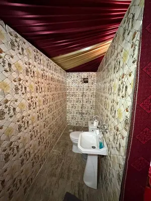 a bathroom with a sink and a toilet at Serenity Camp in Wadi Rum