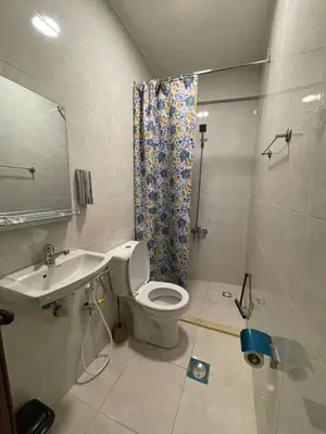a bathroom with a toilet and a sink and a shower at Ad Deir Guesthouse in Wadi Musa
