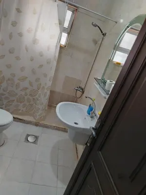a bathroom with a sink and a toilet and a shower at شقه مفروشة الجبيهه in Amman
