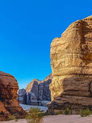 a view of the canyonlands from the desert at Bedouin Secret Camp in Wadi Rum